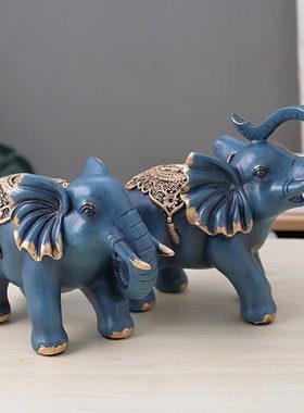 大象树脂描金摆件19*14cm招财创意家居客厅酒柜装饰品工艺品摆件