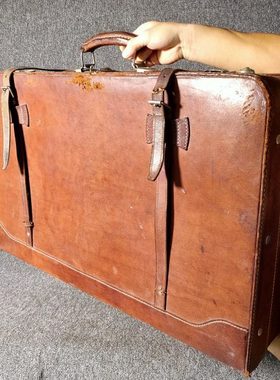 国产老式大号旧皮箱老提箱行李箱怀旧老物件收藏摆件店面装饰道具