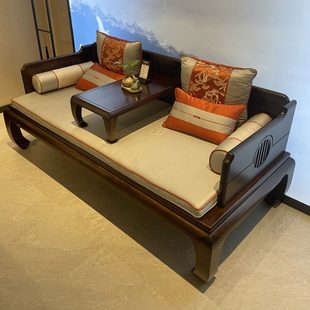 新中式罗汉床乌金实木客厅高端罗汉塌炕几组合小户型古典禅意家具