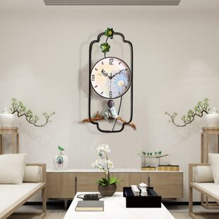 简约客厅静音石英钟 创意个性 新中式 艺术钟表禅意挂钟家用时钟时尚