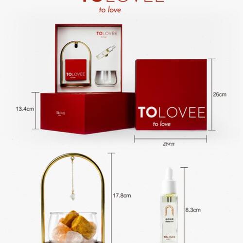 ToLovee心尖香薰植物精油扩香晶石摆件室内持久香氛礼盒生日礼物