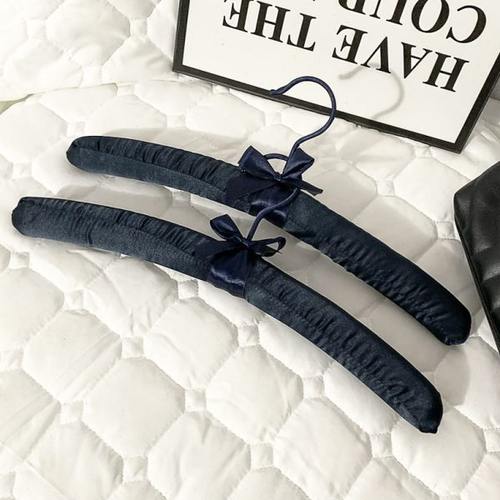 酒店御用 绸缎布艺衣架手工海绵衣挂定制纯蓝色系防滑无痕衣架子