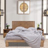 现代简约两米单人床 实木卧室婚床 实木床三件套 双人床 原木家具