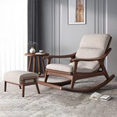 新中式 紫金梨实木摇椅轻奢大人阳台摇摇椅懒人沙发躺椅休闲椅子