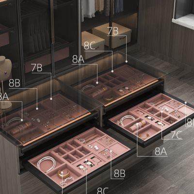 衣柜拉篮可伸缩多功能裤架滑轨家用衣帽间抽拉五金配件皮革首饰u.