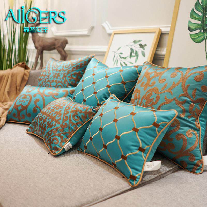 欧式绣花沙发抱枕套床头靠垫大号客厅腰枕久坐护腰刺绣靠枕不含芯