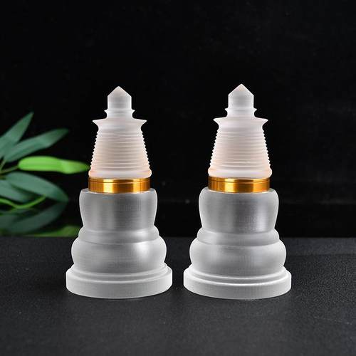 五台山大白塔磨砂水晶舍利塔装藏供养舍利子嘎乌盒菩提塔佛塔摆件