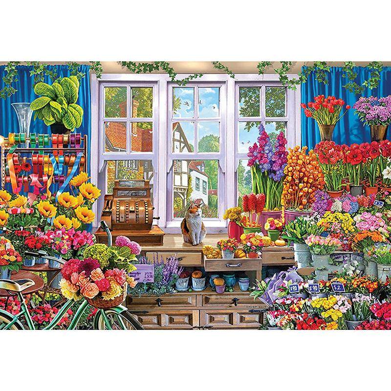 温馨卧室餐厅diy方钻满钻钻石画鲜花店猫咪镶全贴点钻十字绣带钻