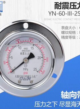 现货无锡海天特种压力表厂耐震压力表YN-60-III/40MPA轴向