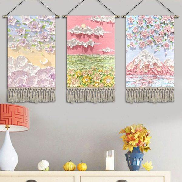 简约温馨油画挂画布艺卧室装饰画儿童房挂布女孩宿舍挂毯定制画布,居家布艺,挂毯/壁毯,淘宝优惠券,粉丝福利购,淘宝优惠卷