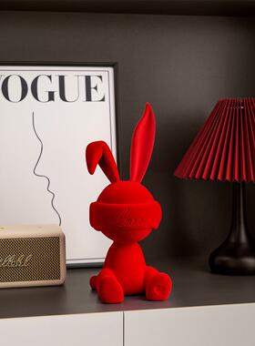 闪电兔子坐姿摆件卡通创意现代轻奢客厅酒柜电视柜入户玄关装饰品