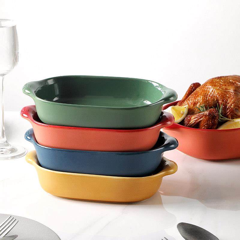米立风物长方形陶瓷餐具双耳烤盘烤箱微波炉芝士焗饭盘子菜盘家用