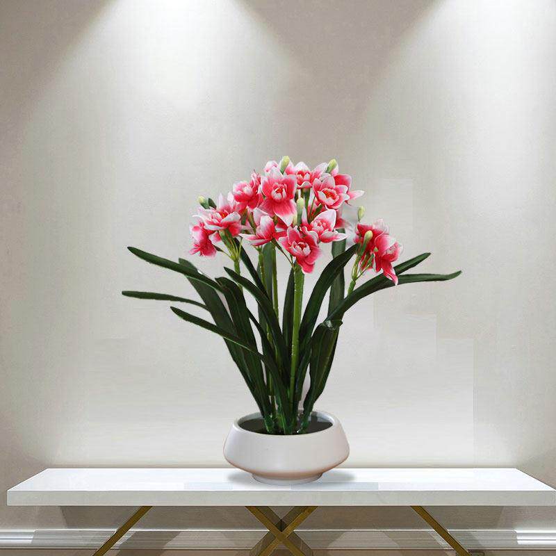 彷真水仙花假花陶瓷花瓶套装饰酒店家居玄关电视柜餐桌面摆放花卉