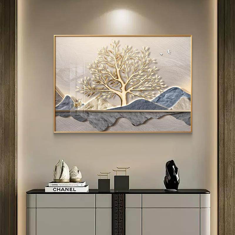 轻奢发财树电表箱装饰画 画免打孔配电箱盖板遮挡电闸盒开 关现代