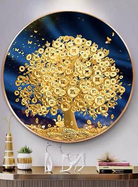 钻石画2024新款圆形发财摇钱树钻石画5d点贴钻十字绣客厅餐厅满钻
