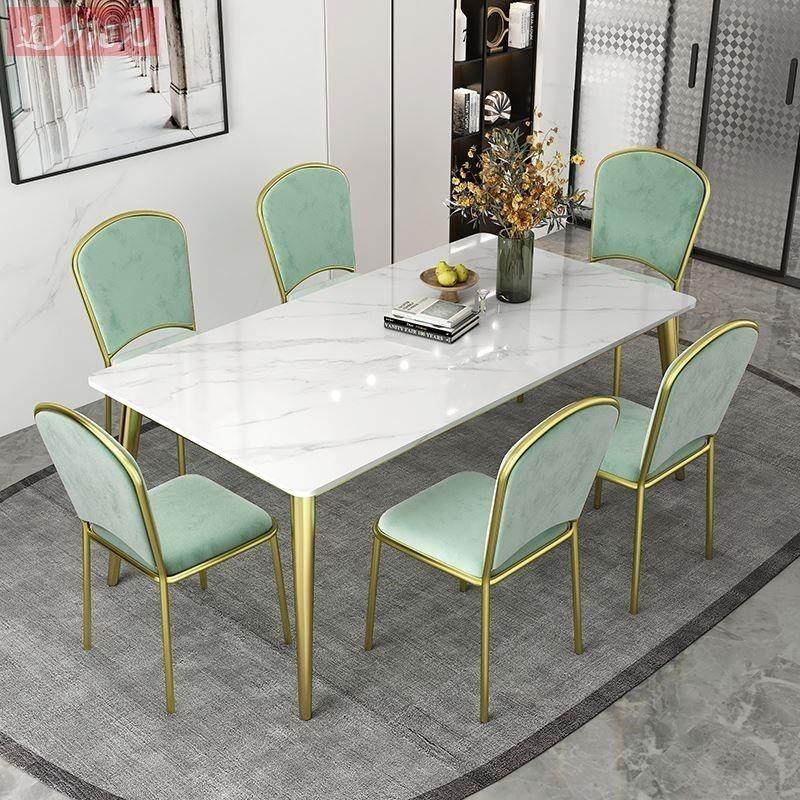 进口岩板餐桌家用小户型长方形轻奢简约吃饭桌子餐椅组合亮光,住宅家具,岩板餐桌,淘宝优惠券,粉丝福利购,淘宝优惠卷