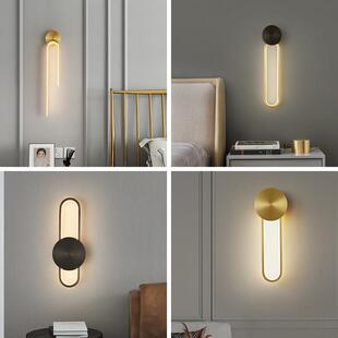 全铜卧室床头壁灯简约现代客厅背景墙灯酒店客房灯别墅楼梯走廊灯