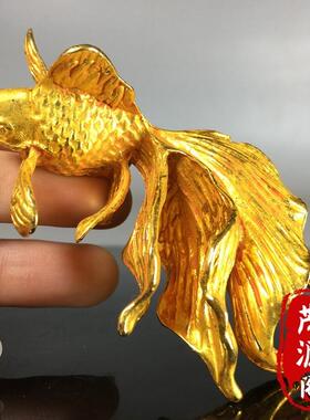 采购产品彷古杂项纯铜镀金小金鱼摆件，鲤鱼茶宠物年年，桌面装饰
