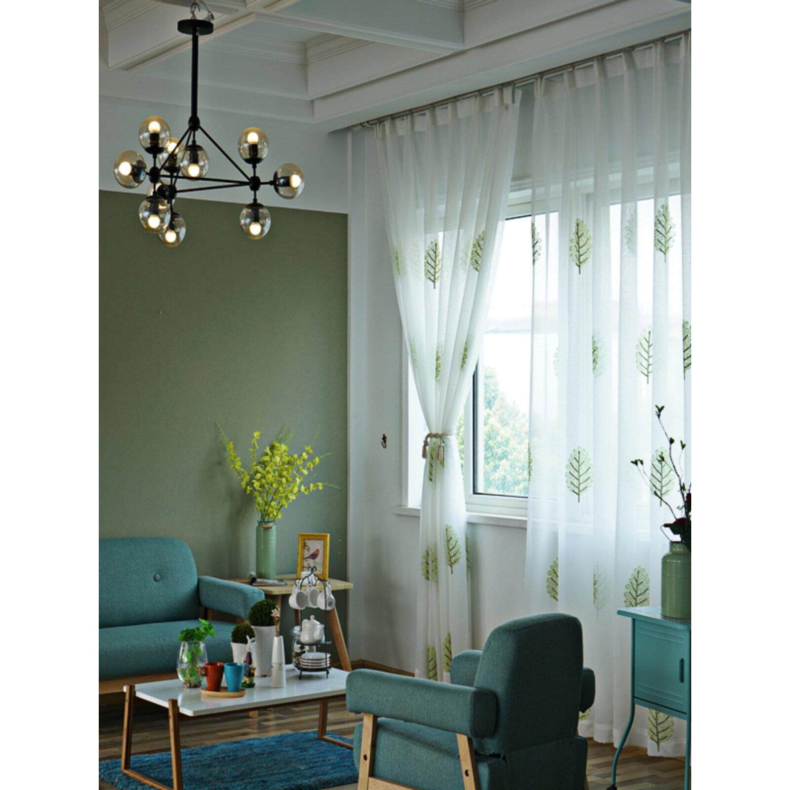 多款绣花成品窗帘窗纱落地窗隔断帘卧室飘窗装饰阳台纱帘定制现代