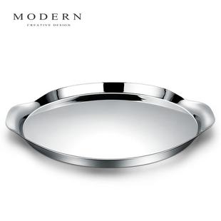 摩登MODERN北欧西餐餐盘轻奢不锈钢圆形酒店托盘家用酒具甜品盘