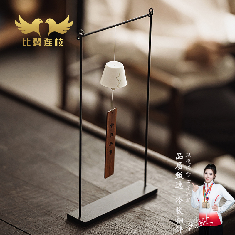 比翼连枝无事风铃手绘陶瓷铁艺