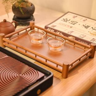 复古高雅 祥福竹子制茶具托盘茶道配件茶点盘干果零食茶杯托盘中式