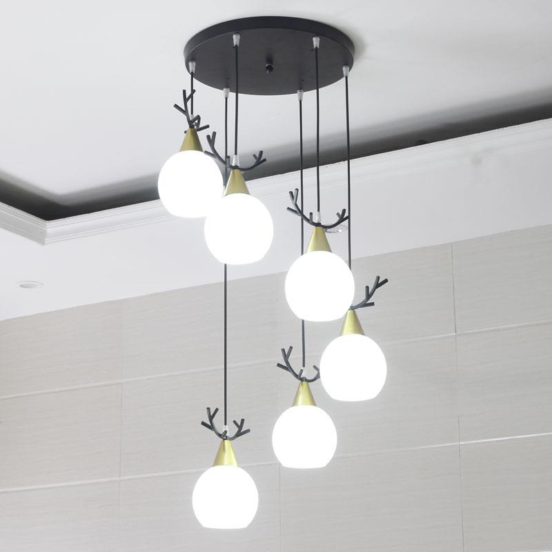 北欧风格旋转楼梯间吊灯别墅中空覆式loft公寓现代简约客厅长吊灯