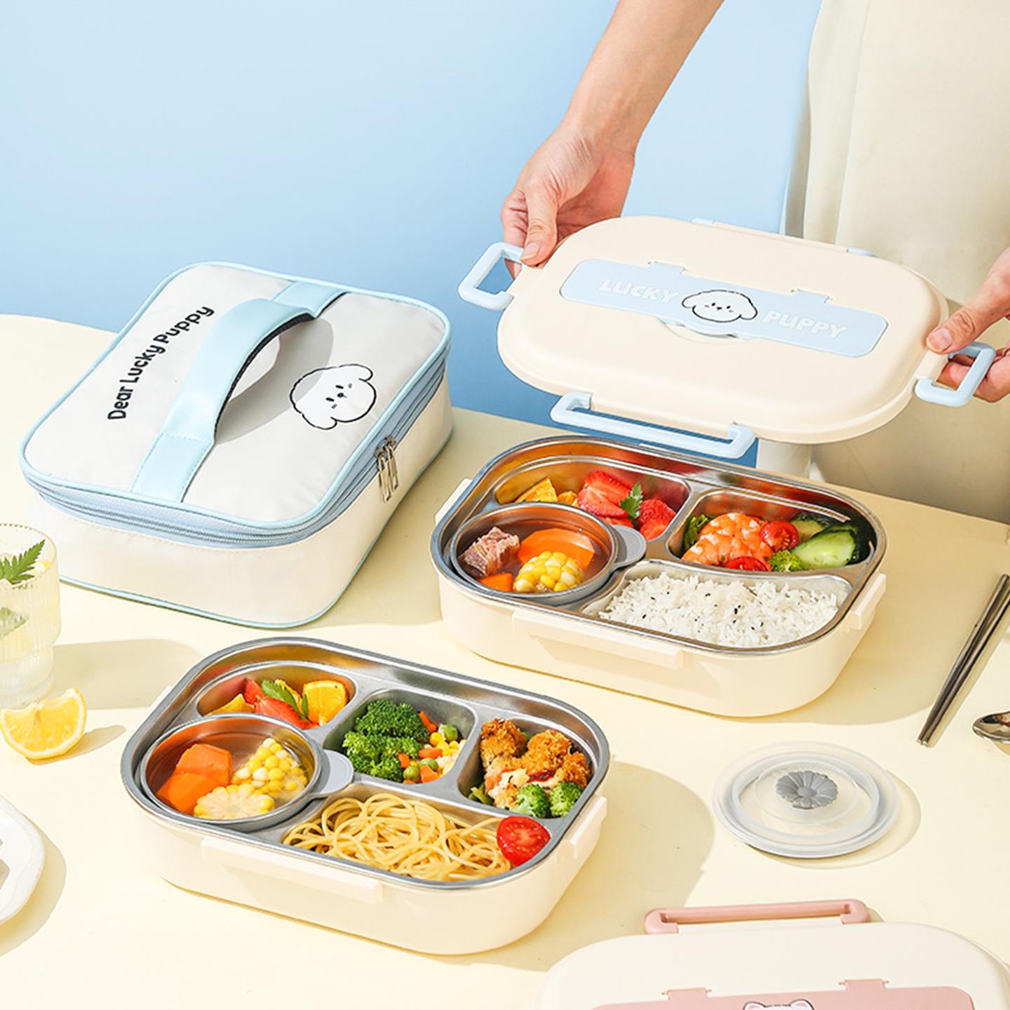 304不锈钢保温便当盒上班族中小学生专用儿童餐盘打饭分格便当餐