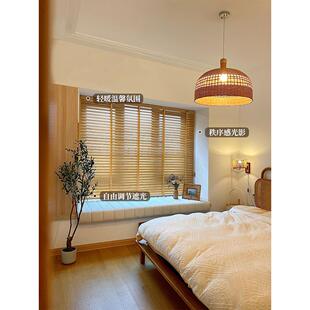 【YummyHome】实木百叶窗帘电动木制百叶帘厨房卫生间遮光卷帘