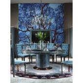 意式 轻奢现代大理石旋转圆桌餐台别墅高端天然奢石餐桌椅家具定制