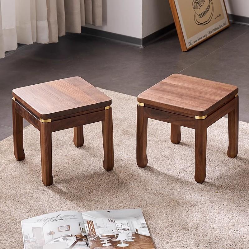 黑胡桃木中式覆古家用实木小板凳方凳茶几凳矮凳换鞋凳儿童小凳子