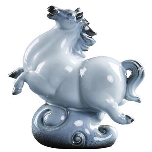 高档摆件官窑陶瓷手工室内装饰马踏祥云高升开业礼品过年送礼收藏