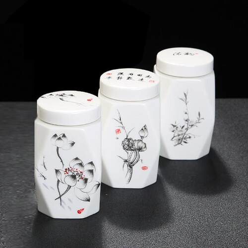 新品创意陶瓷菱角密封罐膏方罐蜂蜜罐家用收纳储藏罐茶叶罐香粉罐