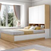 实木多层板榻榻米床衣柜一体小户型储物床衣帽间带书桌台儿童床