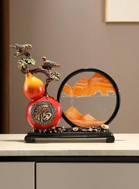 引进财富宝葫芦饰品，新中国风门厅客厅饰品，桌面流沙画，沙漏乔