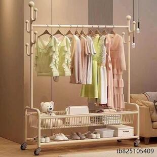 晾衣架落地家用可移动卧室凉衣架挂衣服架子室内简易杆衣帽架房间