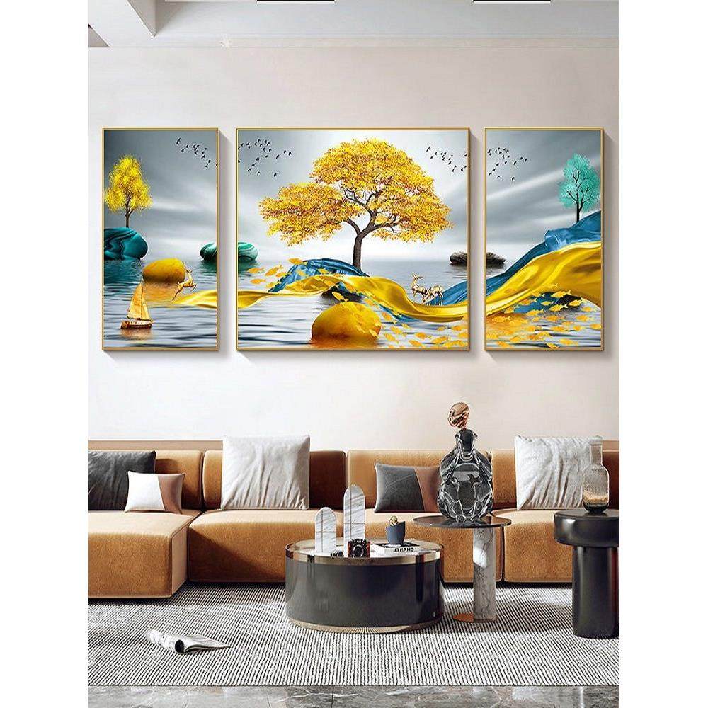 石来润石招财进宝财树三联十字绣2025客厅新线绣卧室绣,居家布艺,十字绣套件,淘宝优惠券,粉丝福利购,淘宝优惠卷