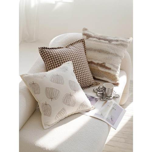 棕色中古奶油风抱枕套轻奢高级ins客厅沙发靠枕腰枕靠背床头靠垫