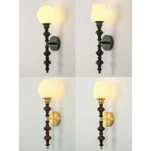 法式全铜客厅壁灯别墅背景墙卧室美国中世纪风格灰木覆古灯设计师