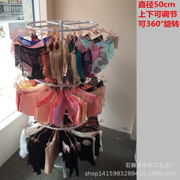 三层旋转服装店挂文胸内衣内裤展示架圆形落地式中岛货架旋转多层
