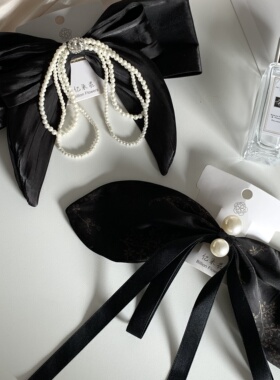 Echo丨2025新款高级感轻奢百搭头饰黑色蝴蝶结发夹女后脑勺对夹