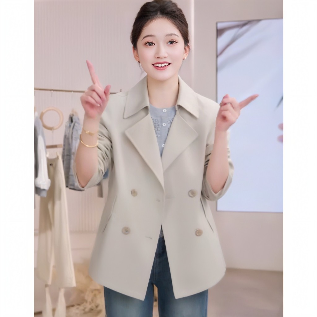 复古米灰色风衣外套女小个子松弛感洋气显瘦工装短外套2026年春装