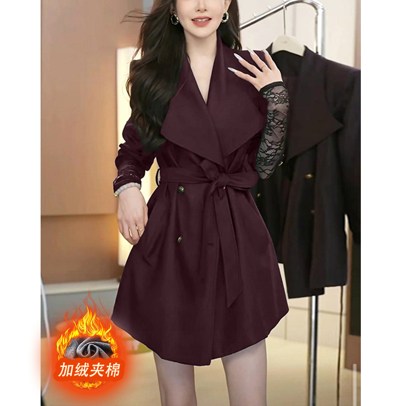 秋冬轻熟风羊毛大衣女毛呢外套