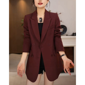 安哥拉红色西装 女2026春秋新款 小个子高级感气质显瘦黑色西服外套