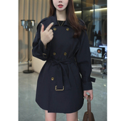 复古英伦双排扣轻职风衣女中长款 小个子春秋高级感轻熟风大衣外套