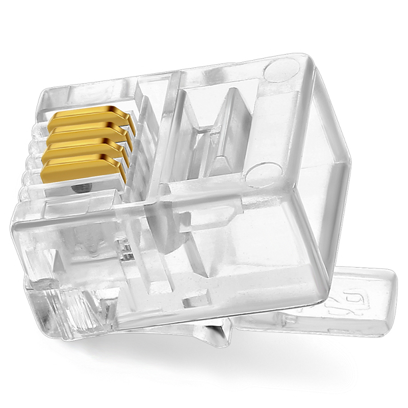 胜为RC-1050电话水晶头工程级4芯非屏蔽RJ11接口6P4C电话线连接头