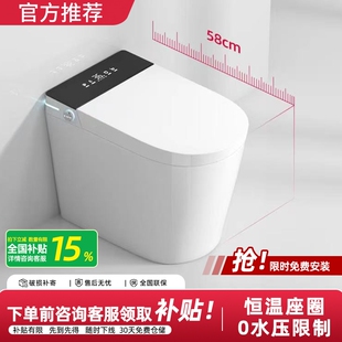 【小户型58CM】全自动智能马桶双水路即热杀菌带水箱虹吸式坐便器