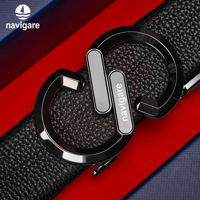 navigare意大利小帆船皮带男士真皮自动扣腰带商务休闲牛皮裤