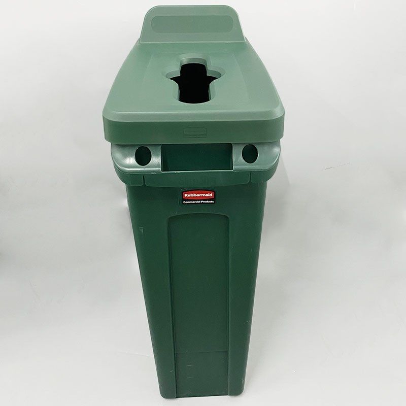 Rubbermaid乐柏美带通风管道分类垃圾桶配竖向混合回收盖2018301