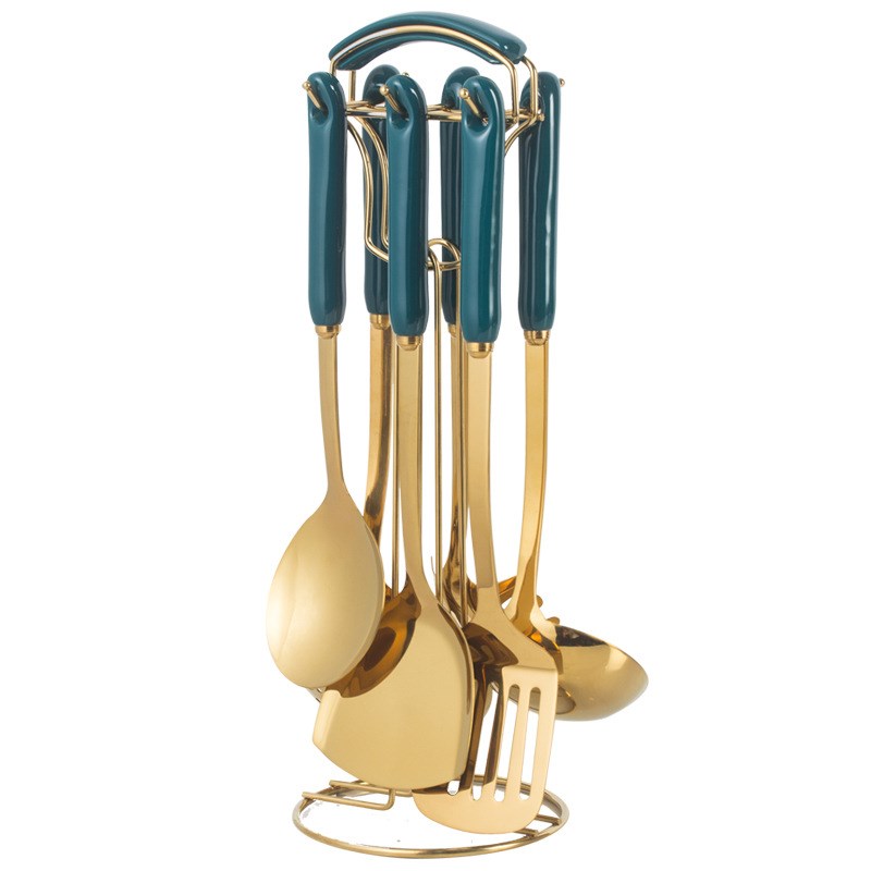 锅铲套装家用炒菜铲子304不锈钢厨房用品置物架耐高温炒汤勺